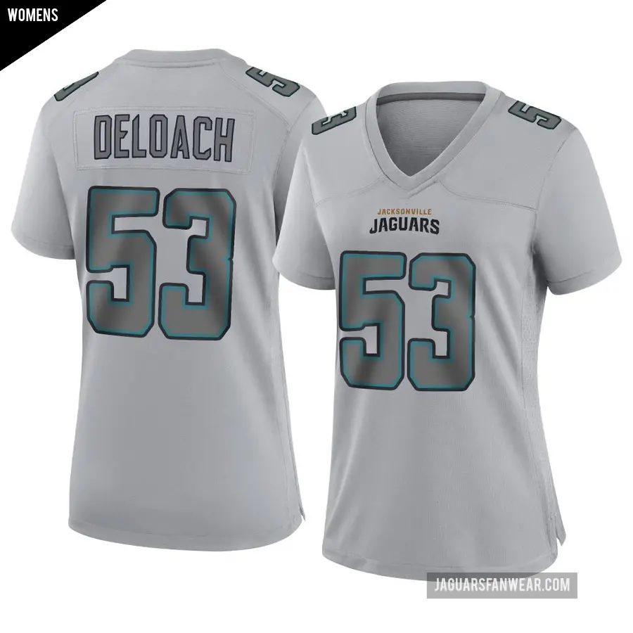 Women's Jacksonville Jaguars ＃53 Kalen DeLoach Gray Game Atmosphere Fashion Jersey