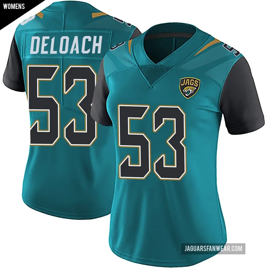 Women's Jacksonville Jaguars ＃53 Kalen DeLoach Teal Limited Vapor Untouchable Team Color Jersey