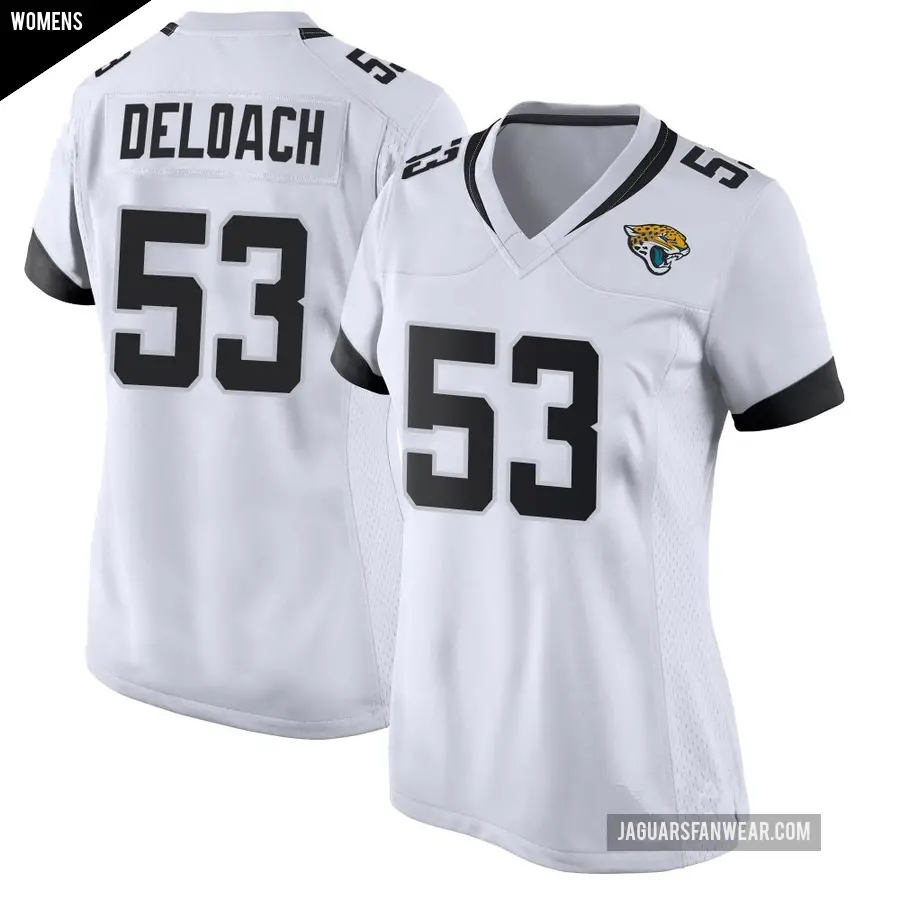 Women's Jacksonville Jaguars ＃53 Kalen DeLoach White Game Jersey