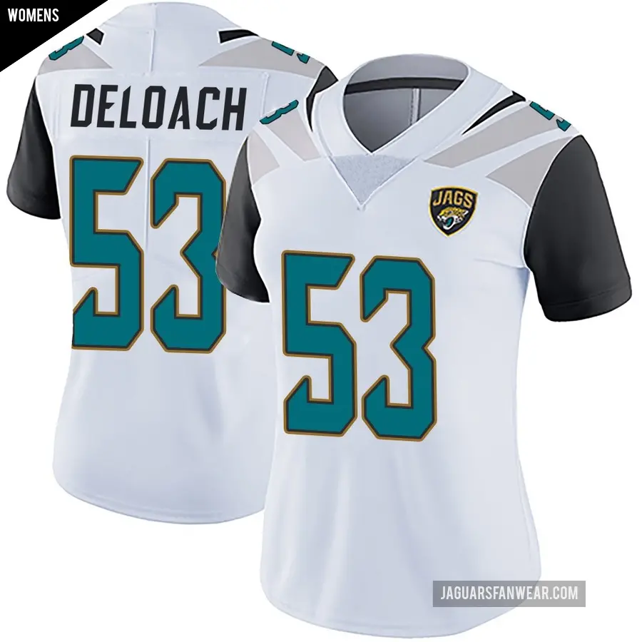 Women's Jacksonville Jaguars ＃53 Kalen DeLoach White Limited Vapor Untouchable Jersey