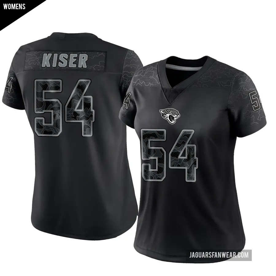 Women's Jacksonville Jaguars ＃54 Jack Kiser Black Limited Reflective Jersey
