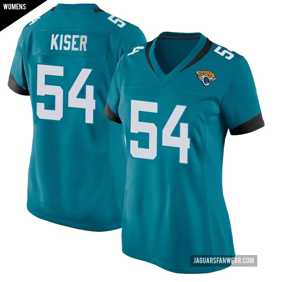 Women's Jacksonville Jaguars ＃54 Jack Kiser Teal Game Jersey