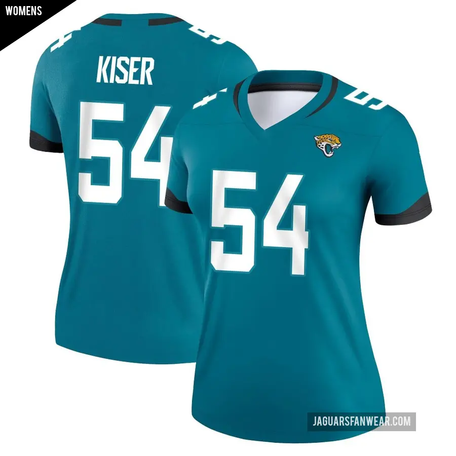 Women's Jacksonville Jaguars ＃54 Jack Kiser Teal Legend Jersey