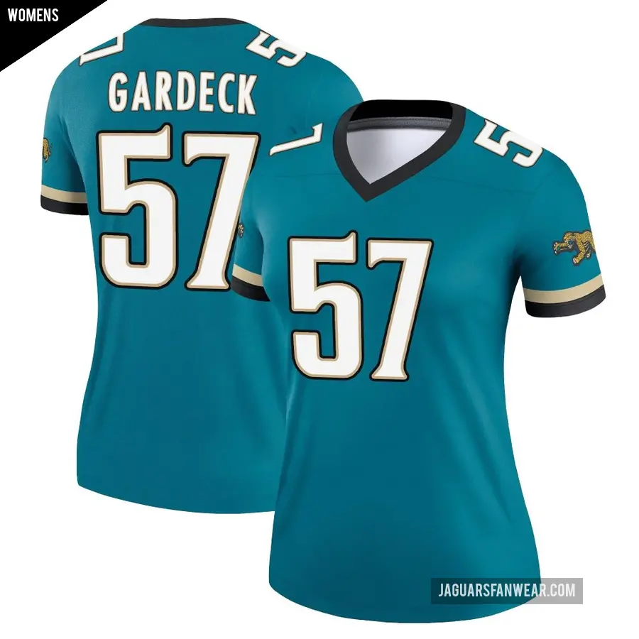 Women's Jacksonville Jaguars ＃57 Dennis Gardeck Teal Legend Prowler Throwback Jersey