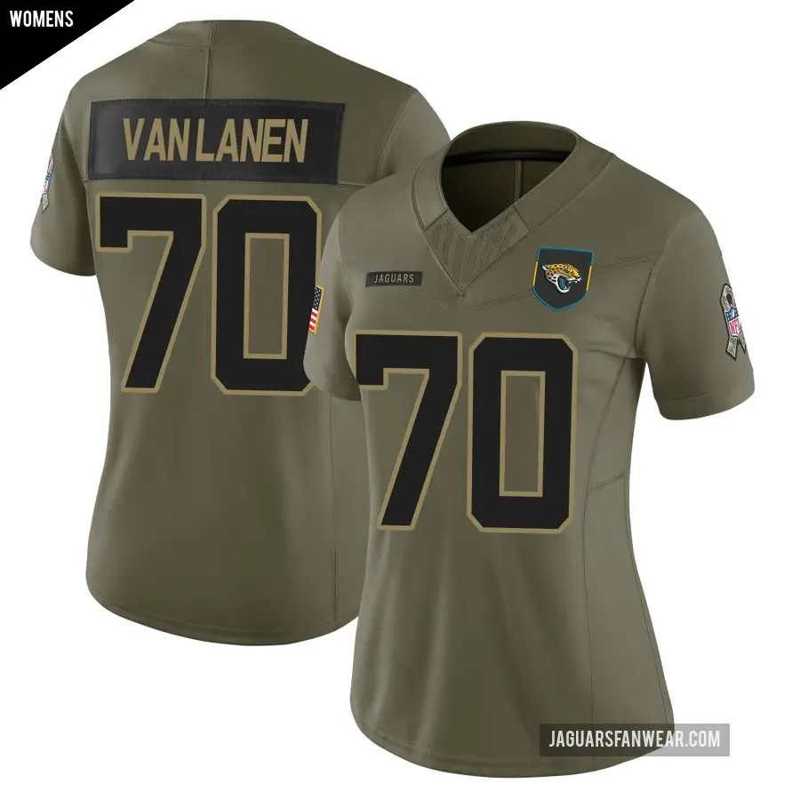 Women's Jacksonville Jaguars ＃70 Cole Van Lanen Olive Limited 2025 Salute to Service Jersey