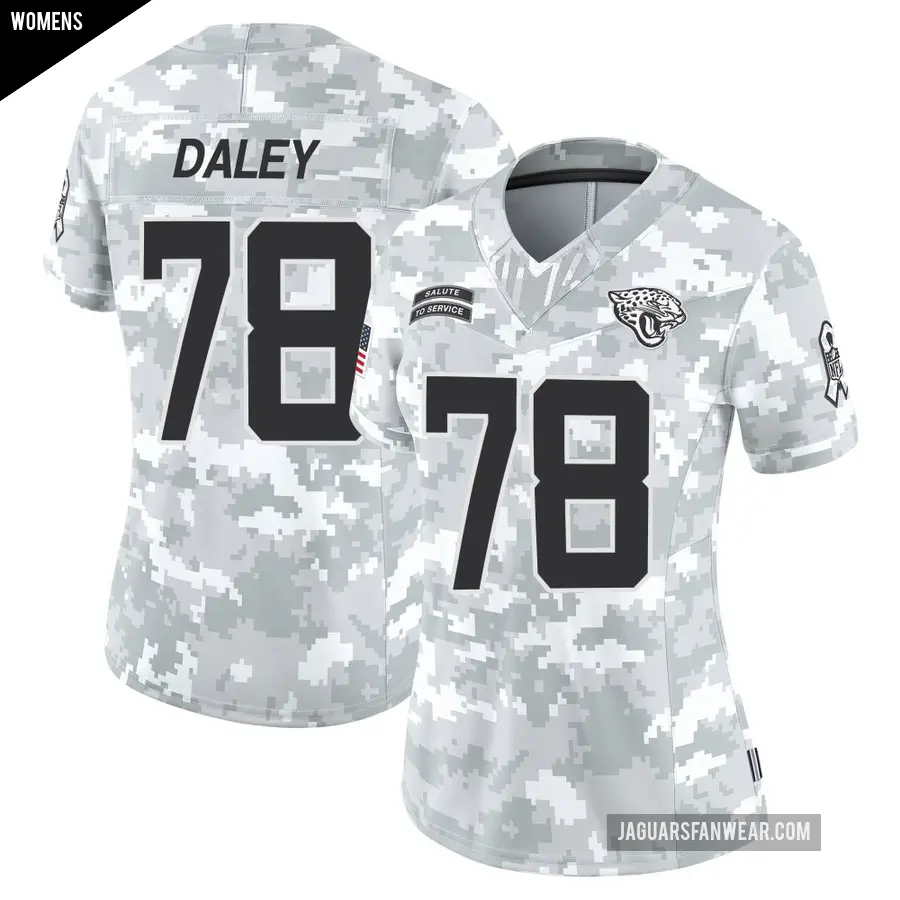 Women's Jacksonville Jaguars ＃78 Dennis Daley Arctic Camo Limited 2024 Salute to Service Jersey
