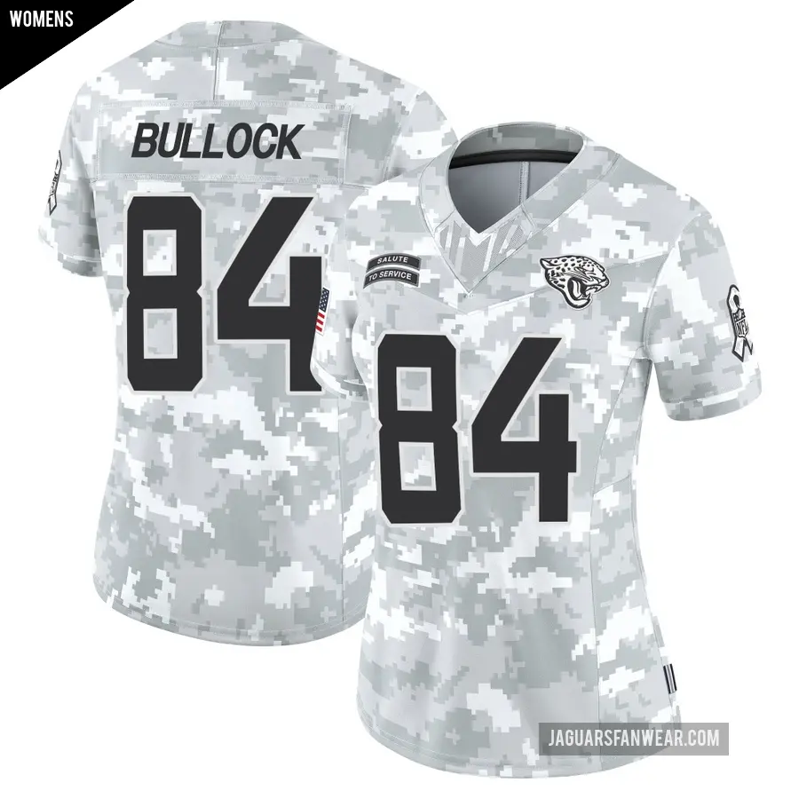 Women's Jacksonville Jaguars ＃84 Alex Bullock Arctic Camo Limited 2024 Salute to Service Jersey