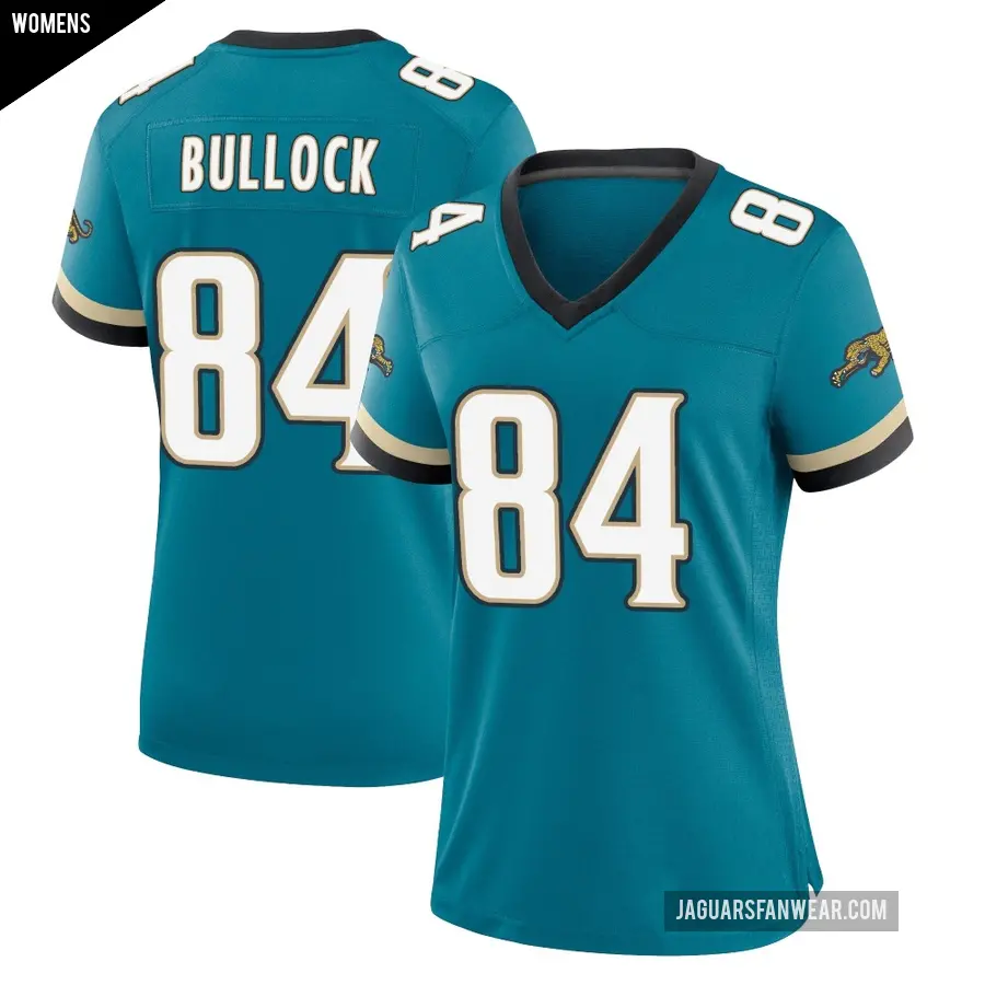 Women's Jacksonville Jaguars ＃84 Alex Bullock Teal Game Prowler Throwback Jersey