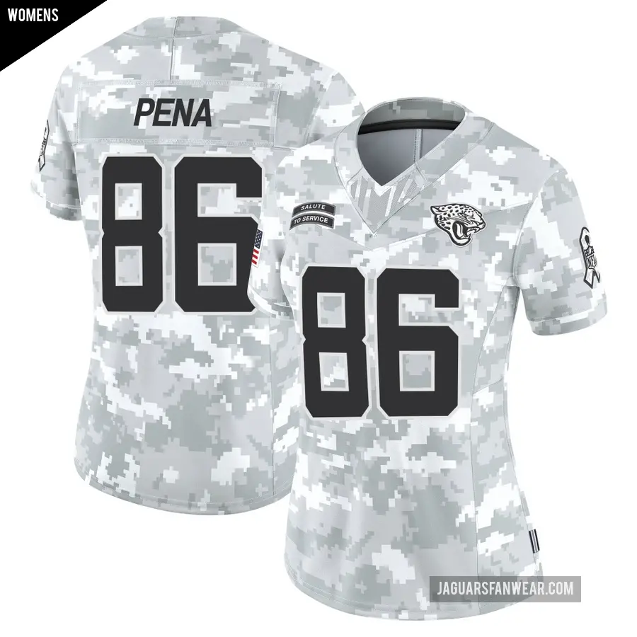 Women's Jacksonville Jaguars ＃86 Trebor Pena Arctic Camo Limited 2024 Salute to Service Jersey