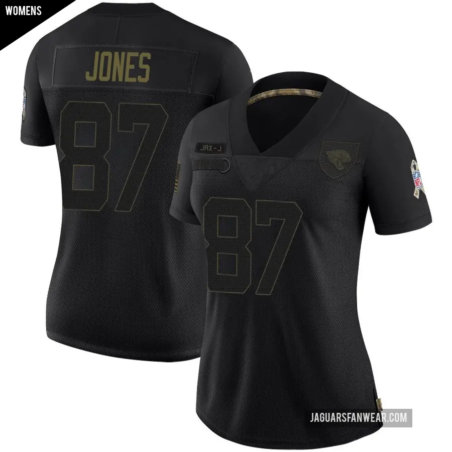 Women's Jacksonville Jaguars ＃87 J.J. Jones Black Limited 2020 Salute To Service Jersey