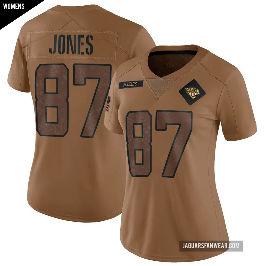 Women's Jacksonville Jaguars ＃87 J.J. Jones Brown Limited 2023 Salute To Service Jersey