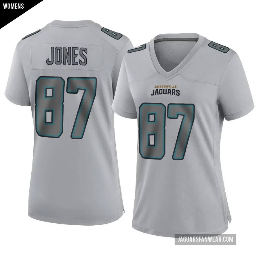 Women's Jacksonville Jaguars ＃87 J.J. Jones Gray Game Atmosphere Fashion Jersey