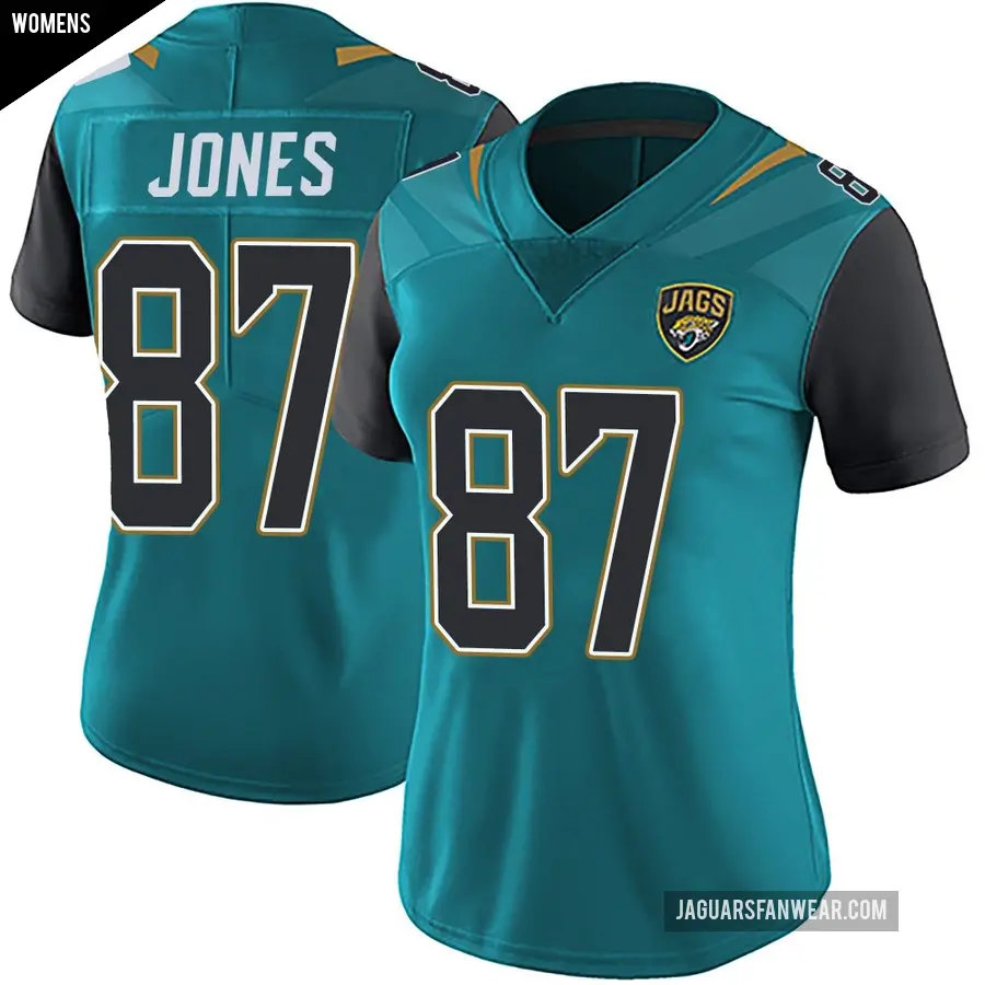 Women's Jacksonville Jaguars ＃87 J.J. Jones Teal Limited Vapor Untouchable Team Color Jersey