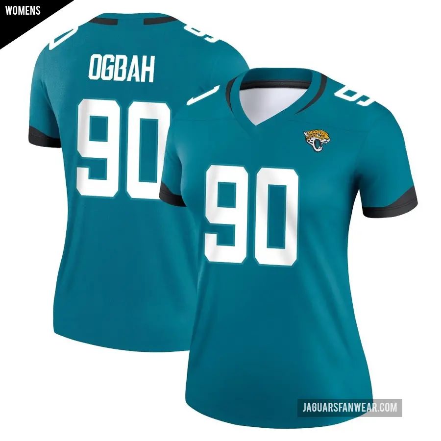 Women's Jacksonville Jaguars ＃90 Emmanuel Ogbah Teal Legend Jersey