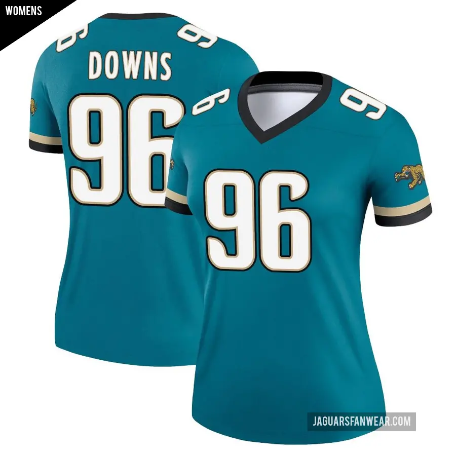 Women's Jacksonville Jaguars ＃96 Ethan Downs Teal Legend Prowler Throwback Jersey