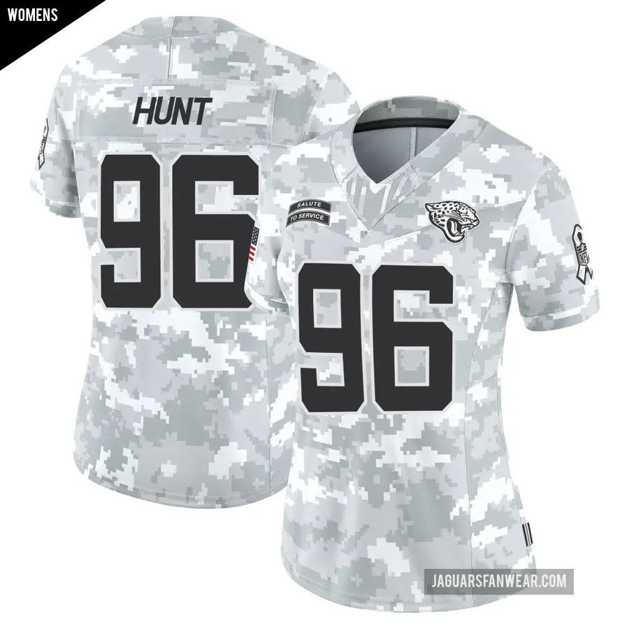Women's Jacksonville Jaguars ＃96 Jalen Hunt Arctic Camo Limited 2024 Salute to Service Jersey