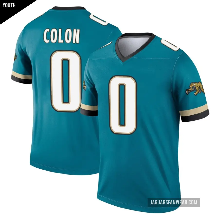 Youth Jacksonville Jaguars ＃0 Trystan Colon Teal Legend Prowler Throwback Jersey