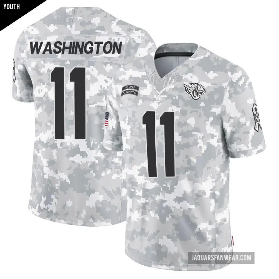 Youth Jacksonville Jaguars ＃11 Parker Washington Arctic Camo Limited 2024 Salute to Service Jersey