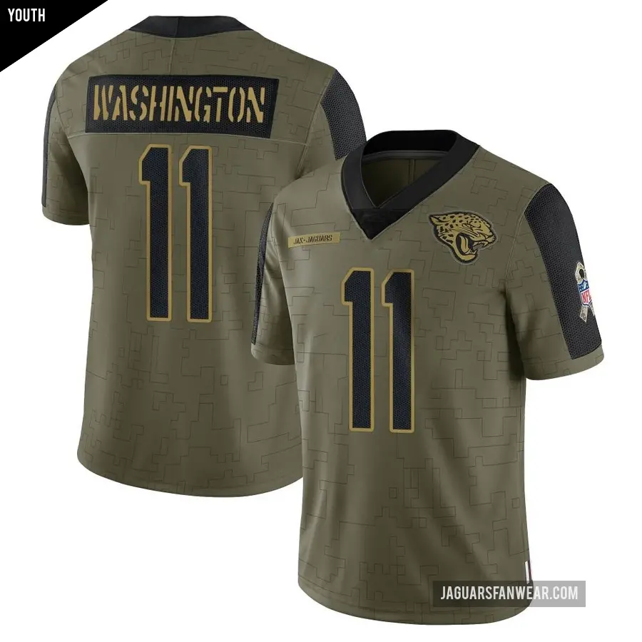 Youth Jacksonville Jaguars ＃11 Parker Washington Olive Limited 2021 Salute To Service Jersey