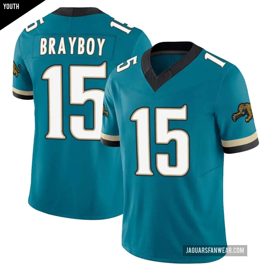 Youth Jacksonville Jaguars ＃15 Chandler Brayboy Teal Limited Prowler Throwback Vapor F.U.S.E. Jersey