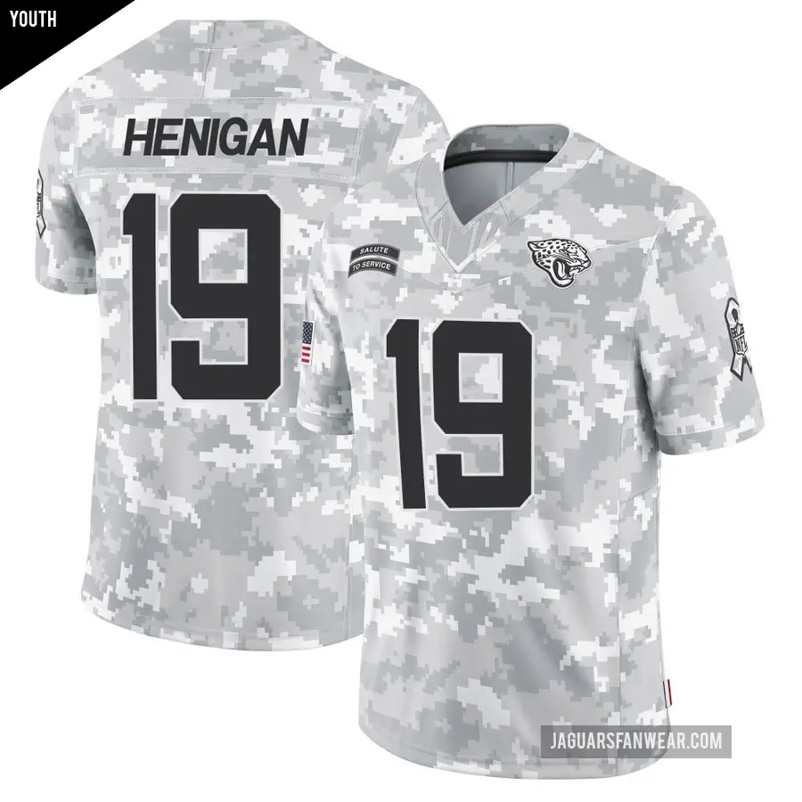 Youth Jacksonville Jaguars ＃19 Seth Henigan Arctic Camo Limited 2024 Salute to Service Jersey