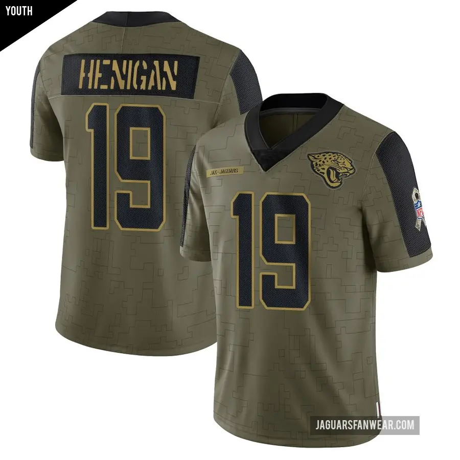 Youth Jacksonville Jaguars ＃19 Seth Henigan Olive Limited 2021 Salute To Service Jersey