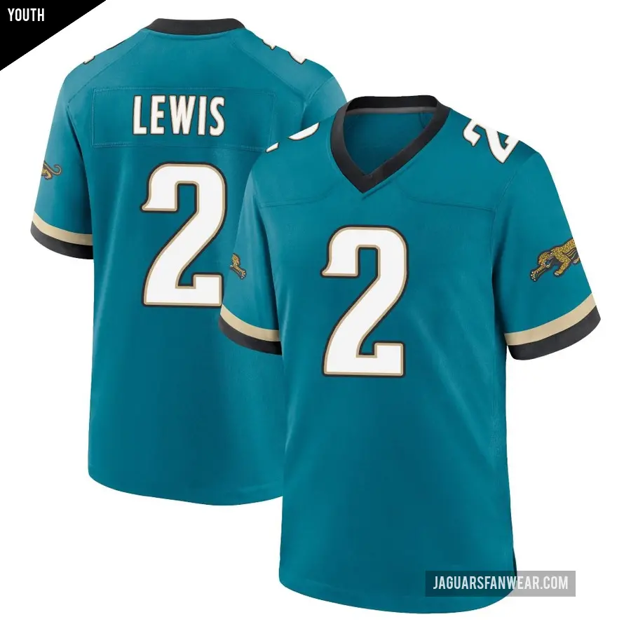 Youth Jacksonville Jaguars ＃2 Jourdan Lewis Teal Game Prowler Throwback Jersey