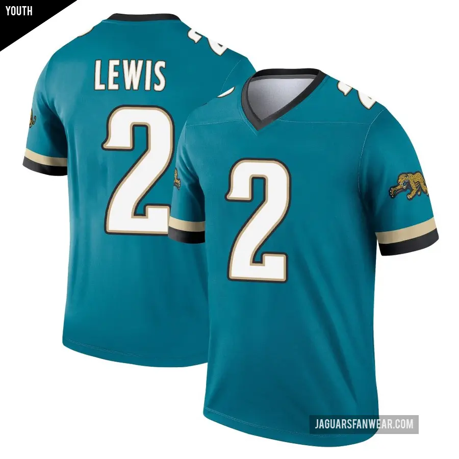 Youth Jacksonville Jaguars ＃2 Jourdan Lewis Teal Legend Prowler Throwback Jersey