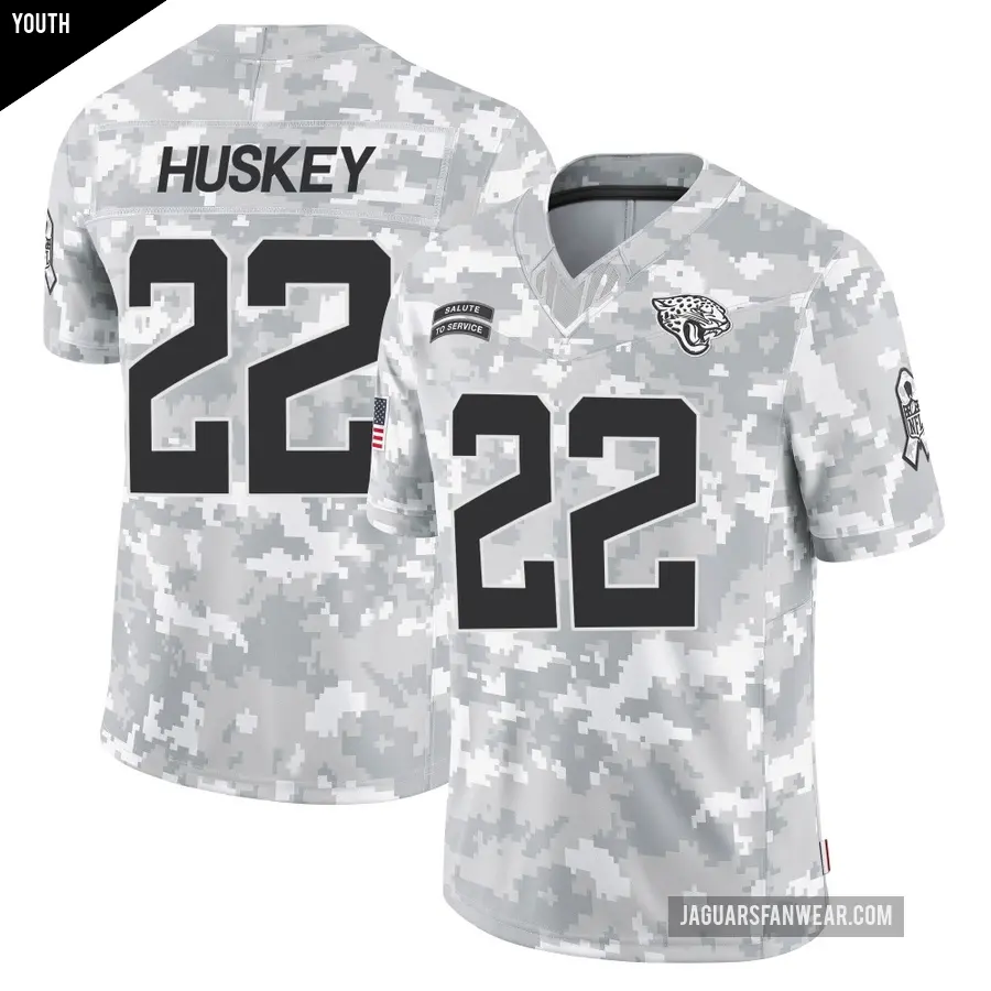 Youth Jacksonville Jaguars ＃22 Jalen Huskey Arctic Camo Limited 2024 Salute to Service Jersey