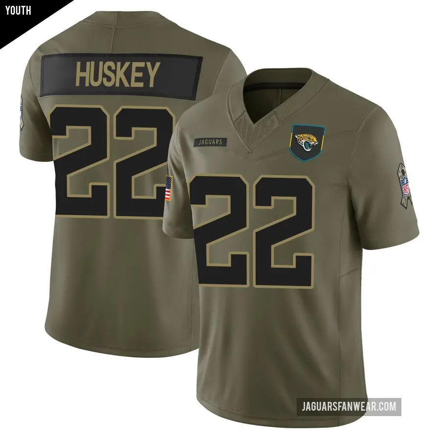 Youth Jacksonville Jaguars ＃22 Jalen Huskey Olive Limited 2025 Salute to Service Jersey