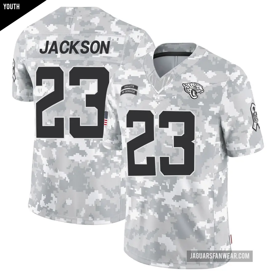 Youth Jacksonville Jaguars ＃23 Dane Jackson Arctic Camo Limited 2024 Salute to Service Jersey
