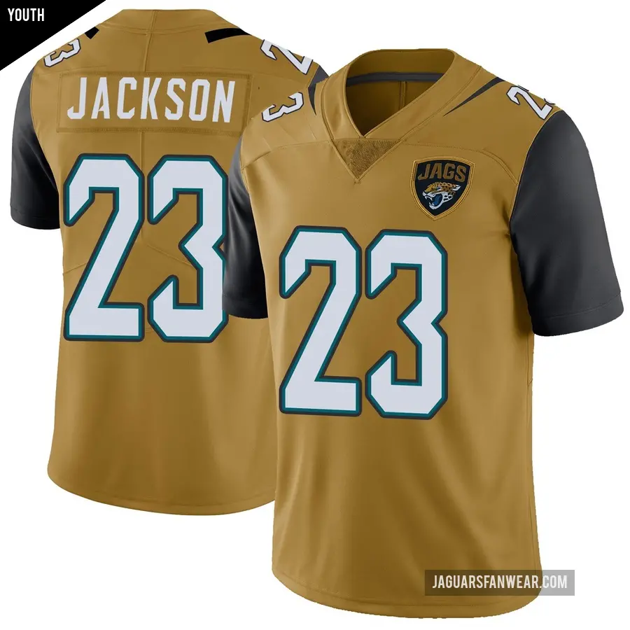 Youth Jacksonville Jaguars ＃23 Dane Jackson Gold Limited Color Rush Vapor Untouchable Jersey