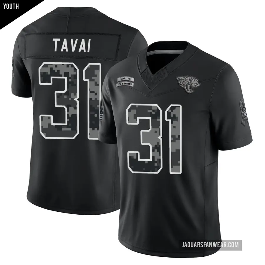 Youth Jacksonville Jaguars ＃31 Jahlani Tavai Black Limited 2026 Salute to Service Stitched Jersey