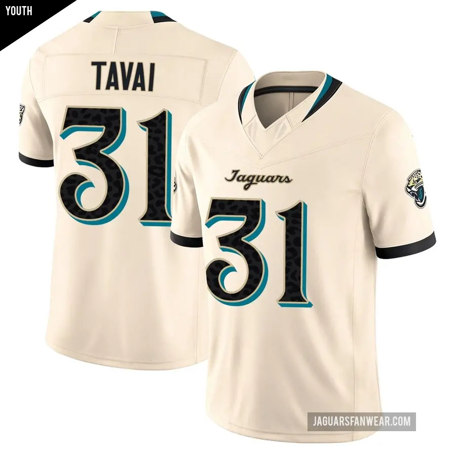 Youth Jacksonville Jaguars ＃31 Jahlani Tavai Limited Natural 2026 Rivalries Collection Stitched Jersey