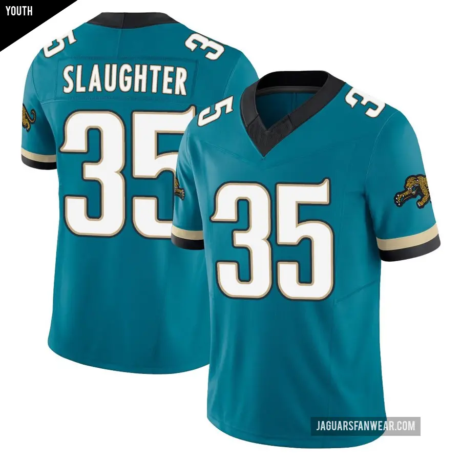 Youth Jacksonville Jaguars ＃35 Doneiko Slaughter Teal Limited Prowler Throwback Vapor F.U.S.E. Jersey