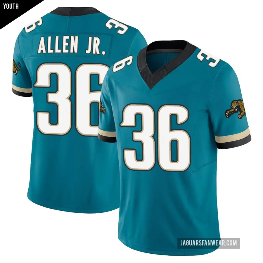 Youth Jacksonville Jaguars ＃36 LeQuint Allen Jr. Teal Limited Prowler Throwback Vapor F.U.S.E. Jersey