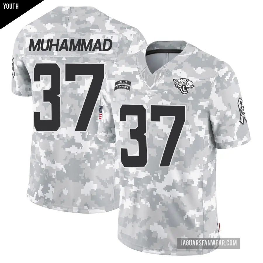 Youth Jacksonville Jaguars ＃37 Jabbar Muhammad Arctic Camo Limited 2024 Salute to Service Jersey
