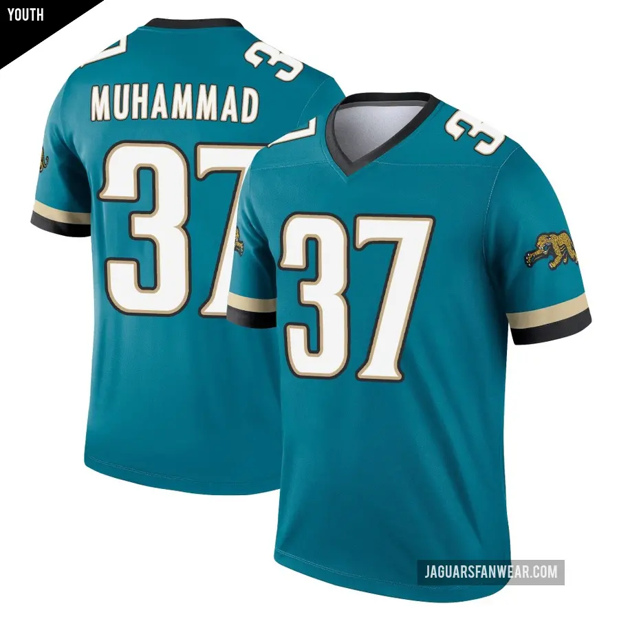 Youth Jacksonville Jaguars ＃37 Jabbar Muhammad Teal Legend Prowler Throwback Jersey