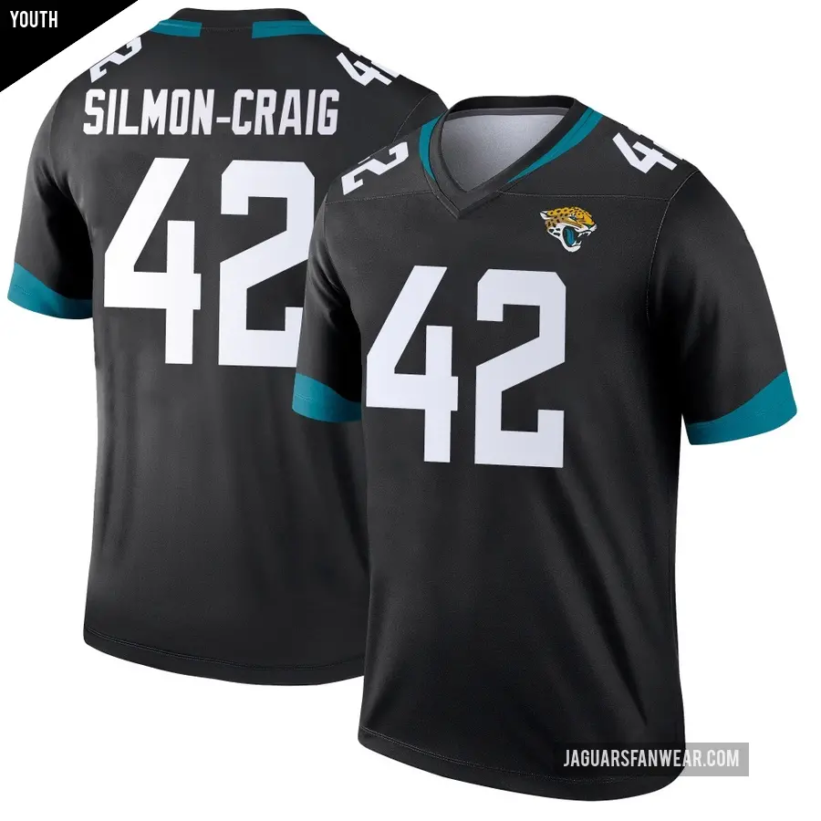 Youth Jacksonville Jaguars ＃42 Cam'Ron Silmon-Craig Black Legend Jersey