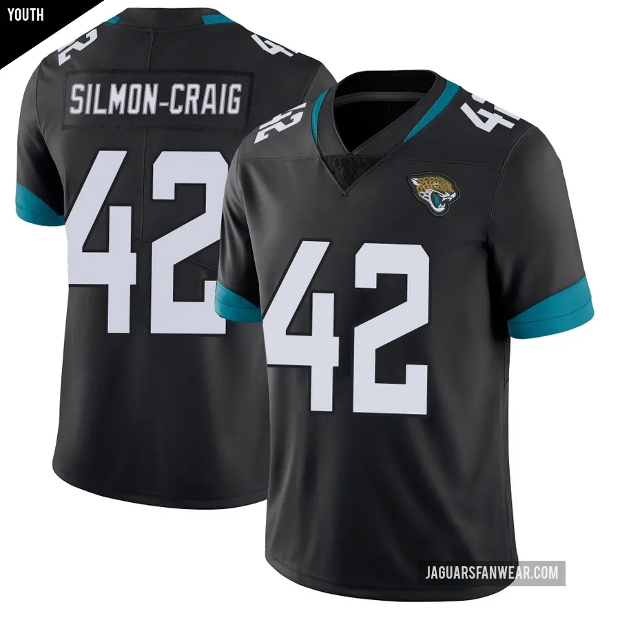 Youth Jacksonville Jaguars ＃42 Cam'Ron Silmon-Craig Black Limited Vapor Untouchable Jersey