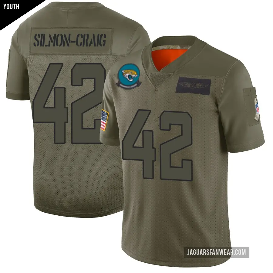 Youth Jacksonville Jaguars ＃42 Cam'Ron Silmon-Craig Camo Limited 2019 Salute to Service Jersey