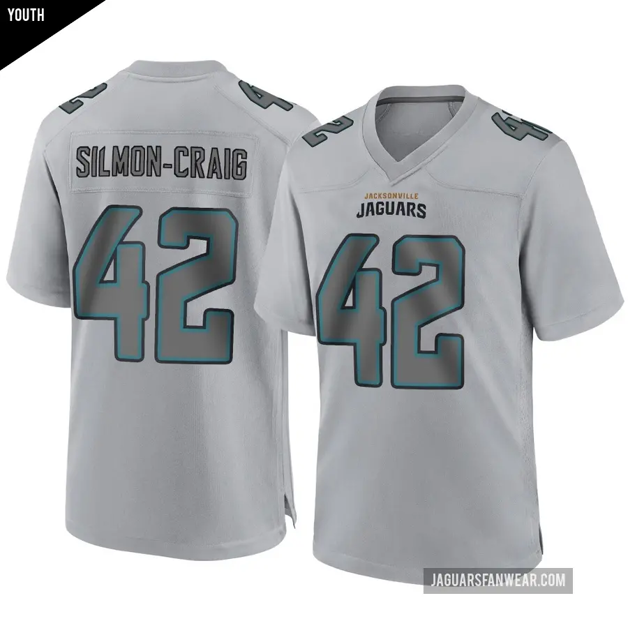 Youth Jacksonville Jaguars ＃42 Cam'Ron Silmon-Craig Gray Game Atmosphere Fashion Jersey