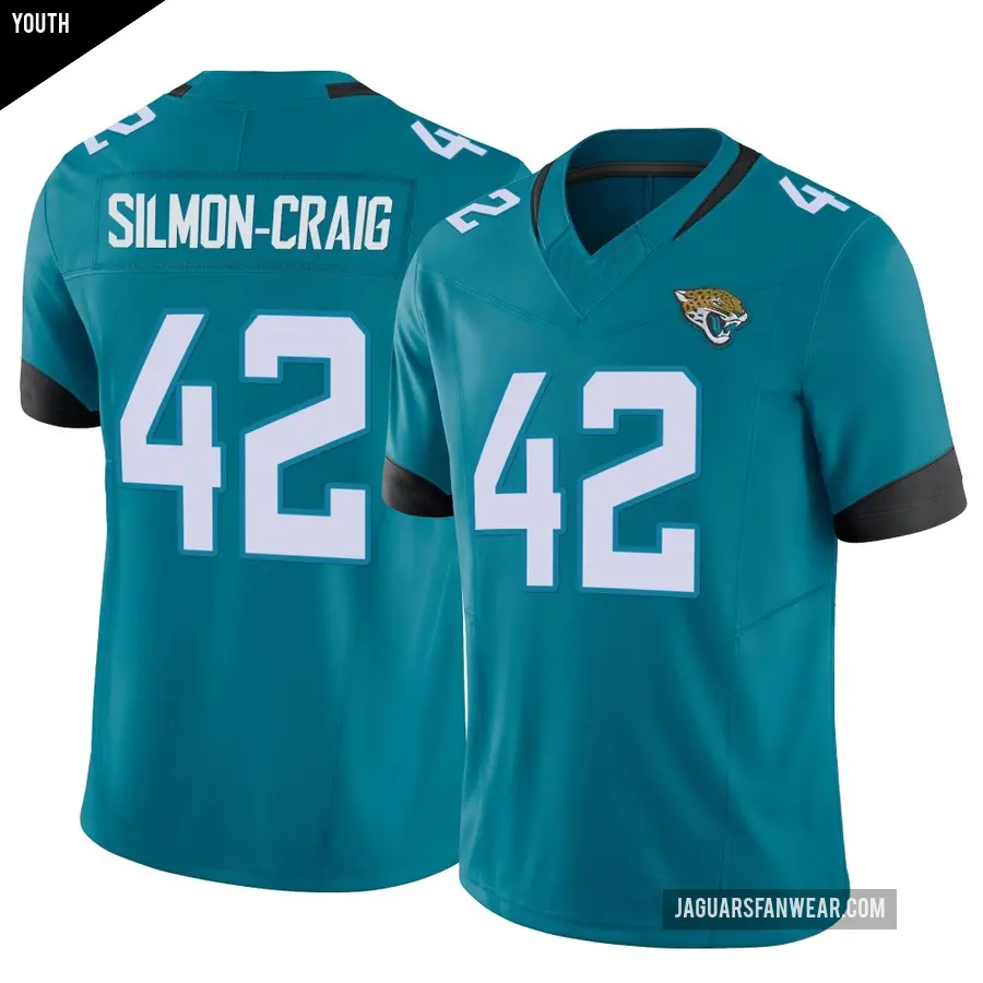 Youth Jacksonville Jaguars ＃42 Cam'Ron Silmon-Craig Teal Limited Vapor F.U.S.E. Jersey