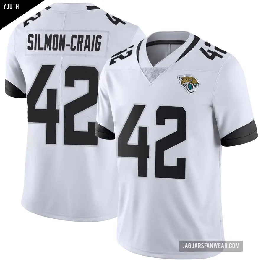 Youth Jacksonville Jaguars ＃42 Cam'Ron Silmon-Craig White Limited Vapor Untouchable Jersey