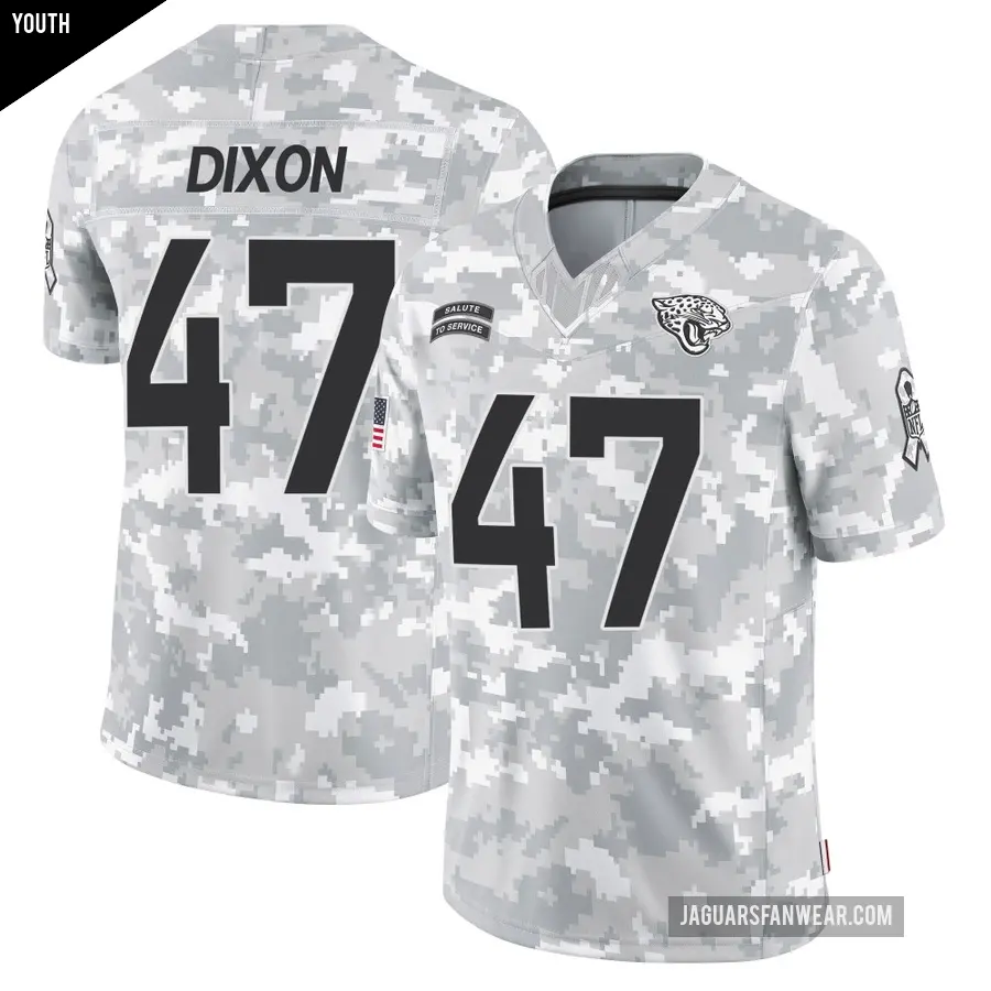 Youth Jacksonville Jaguars ＃47 De'Shaan Dixon Arctic Camo Limited 2024 Salute to Service Jersey
