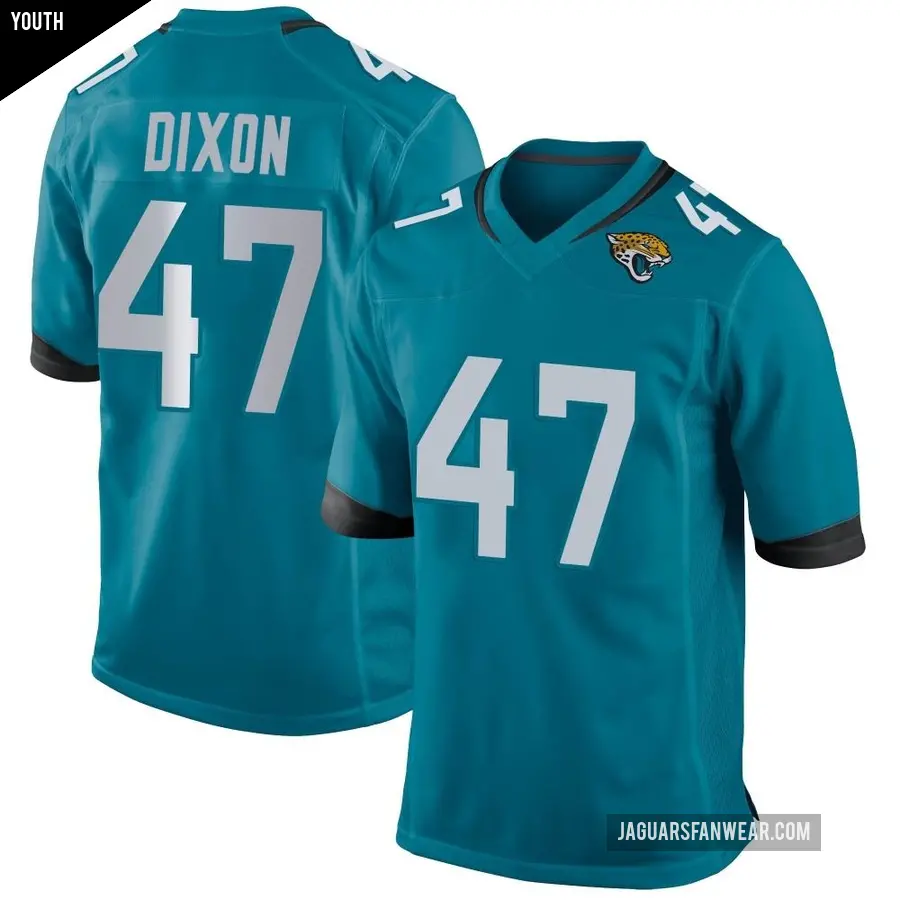Youth Jacksonville Jaguars &#65283;47 De&#039;Shaan Dixon Teal Game Jersey