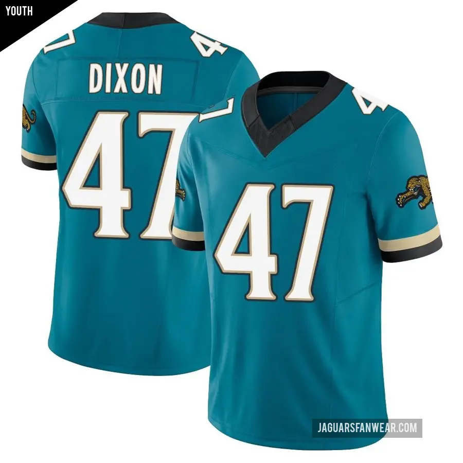 Youth Jacksonville Jaguars ＃47 De'Shaan Dixon Teal Limited Prowler Throwback Vapor F.U.S.E. Jersey
