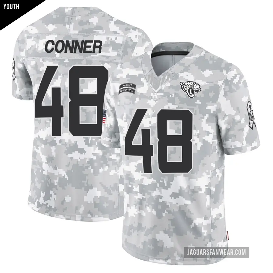 Youth Jacksonville Jaguars ＃48 Ethan Conner Arctic Camo Limited 2024 Salute to Service Jersey