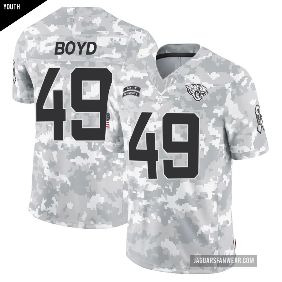Youth Jacksonville Jaguars ＃49 Brady Boyd Arctic Camo Limited 2024 Salute to Service Jersey