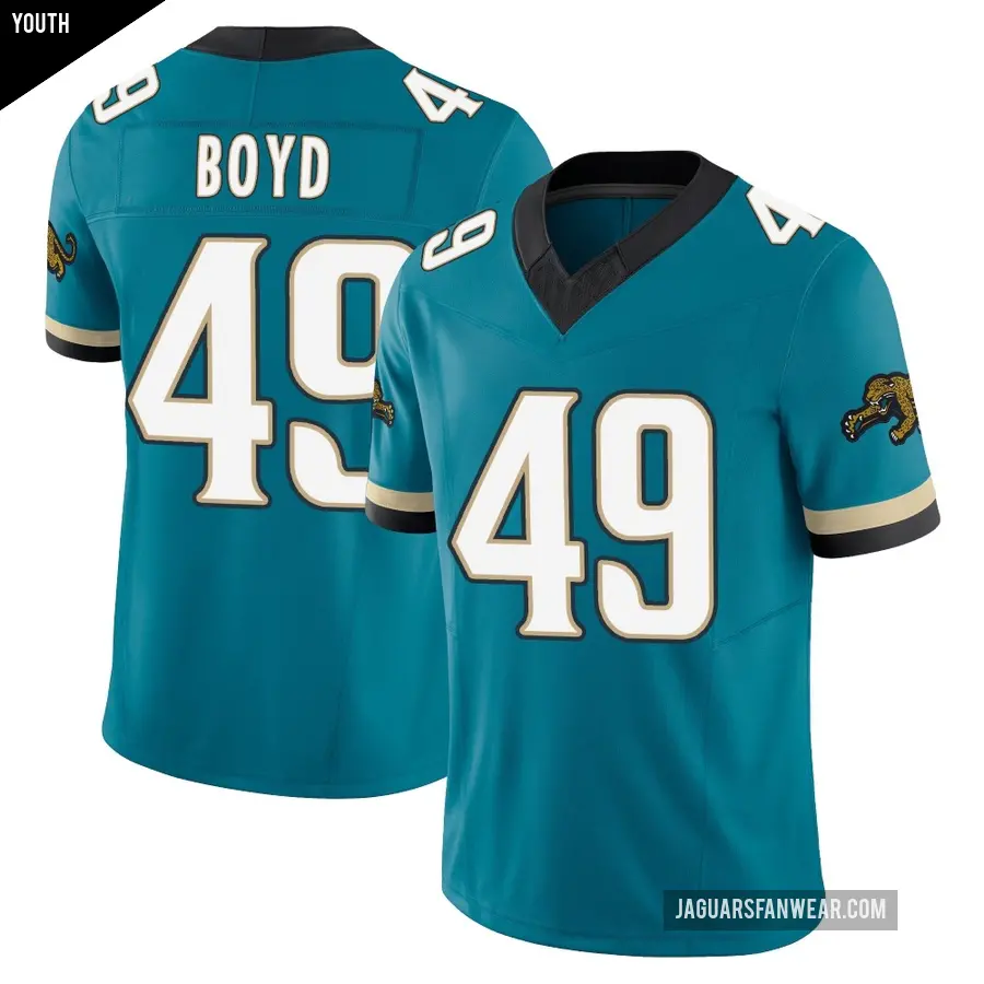 Youth Jacksonville Jaguars ＃49 Brady Boyd Teal Limited Prowler Throwback Vapor F.U.S.E. Jersey